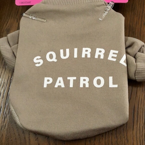 New dog sweatshirt.  Size XS.  Boots and Barkley.  Squirrel Patrol on back. - Picture 2 of 7